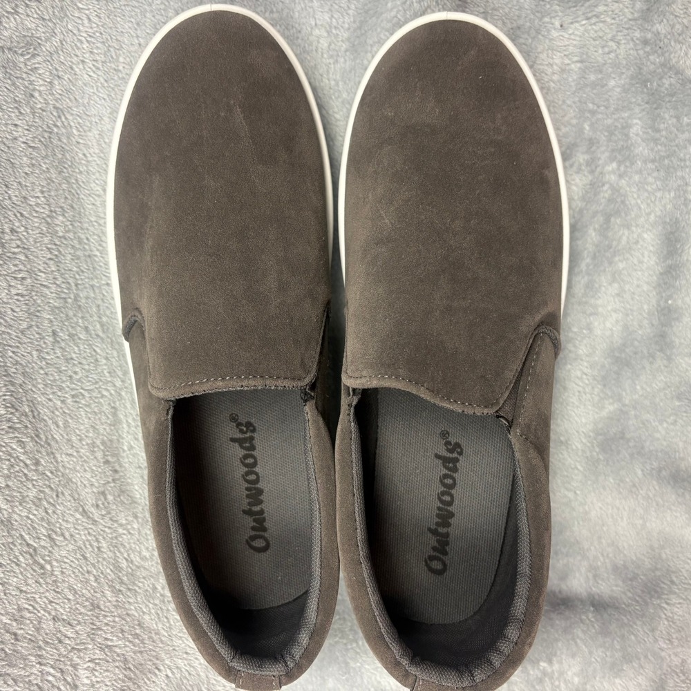 Outwoods Comet Men 9 Dark Gray Faux Suede Platform Slip On Loafers‎ Minimalist